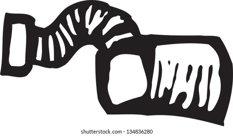 Black and white vector illustration of an air hose