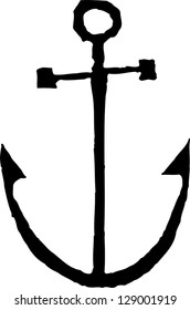Black and white vector illustration of an anchor