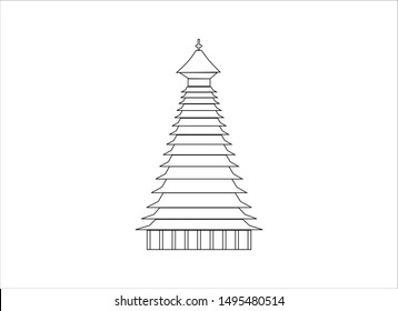 Black and White Vector Illustration of Ancient Chinese Architectural Towers