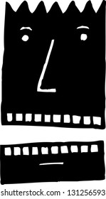 Black and white vector illustration of an angry character