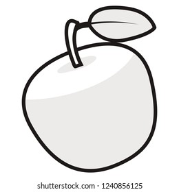 black and white vector illustration of an apple