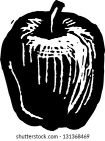 Black and white vector illustration of an apple