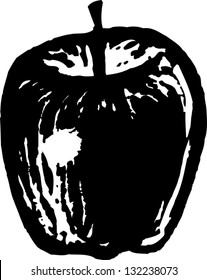 Black and white vector illustration of an apple