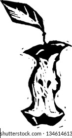 Black and white vector illustration of Apple Core