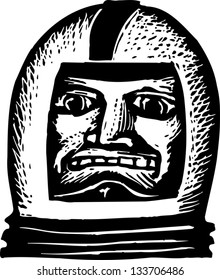 Black and white vector illustration of an astronaut