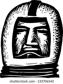 Black and white vector illustration of an astronaut
