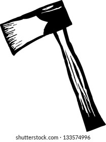 Black and white vector illustration of an ax