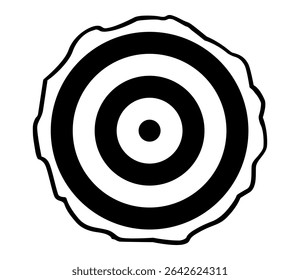 Ilustração vetorial em preto e branco do alvo de arremesso de machado com círculos concêntricos. Imagem de clipart.