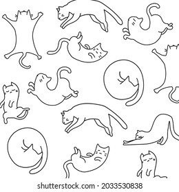 fondo de ilustración vectorial en blanco y negro con gatos, para el diseño de postales y libros, libros infantiles