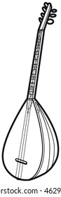 black and white vector illustration of a baglama