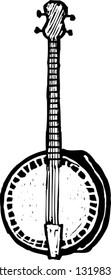 Black and white vector illustration of a balalaika