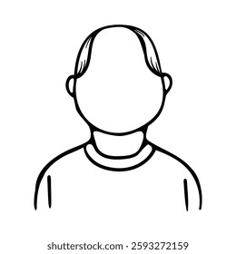 Black and white vector illustration of a bald man. Vector image for avatar, sticker, icon, pictogram