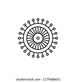 Black & white vector illustration of ball point pins set. Line icon of quilting instrument. Patchwork & sewing tools. Needlework accessories. Isolated object on white background. 
