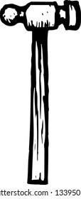 Black and white vector illustration of ball peen hammer