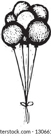 Black and white vector illustration of balloons