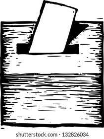 Black and white vector illustration of ballot box