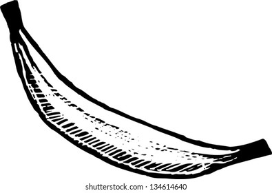 Black and white vector illustration of a Banana