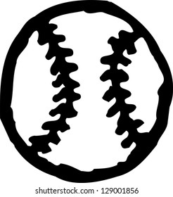 Black and white  vector illustration of a baseball