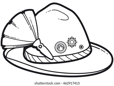 black and white vector illustration of a bavarian hat