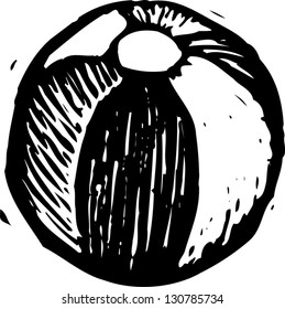 Black and white vector illustration of a beach ball