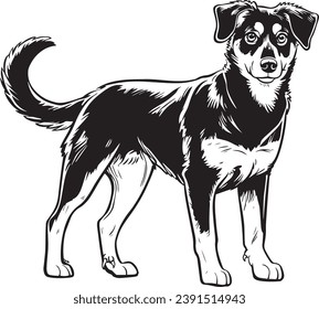 Schwarz-Weiß-Vektorgrafik eines Beauceron-Hundes