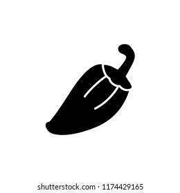 Black & white vector illustration of bell pepper vegetable. Flat icon of fresh organic sweet pepper veggie. Vegan & vegetarian food. Health eating ingredient. Isolated object on white background. 