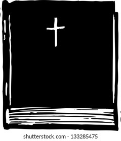 Black and white vector illustration of a Bible
