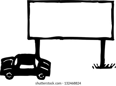 Black and white vector illustration of a billboard