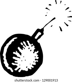 Black and white vector illustration of a bomb