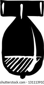 Black and white vector illustration of a bomb