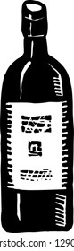 Black and white vector illustration of a bottle