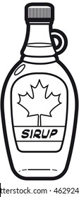 black and white vector illustration of a bottle of maple syrup