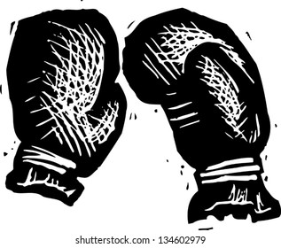 Black and white vector illustration of Boxing Gloves