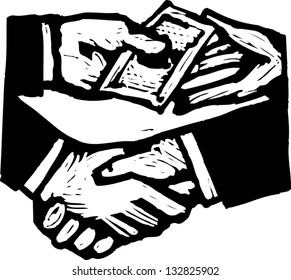 Black and white vector illustration of bribe