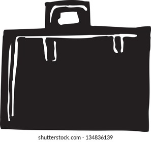 Black and white vector illustration of Briefcase or Suitcase