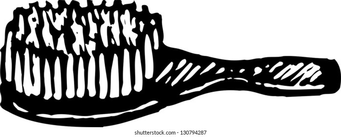 Black and white vector illustration of a brush