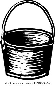 Black and white vector illustration of bucket or pail