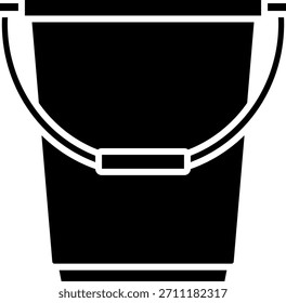 Black and White Vector Illustration of a Bucket