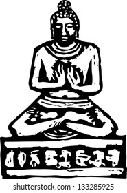 Black and white vector illustration of Buddha