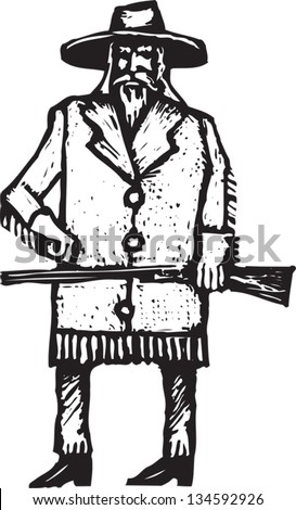 Black and white vector illustration of Buffalo Bill