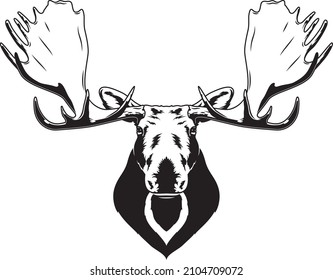 a black and white vector illustration of a bull moose