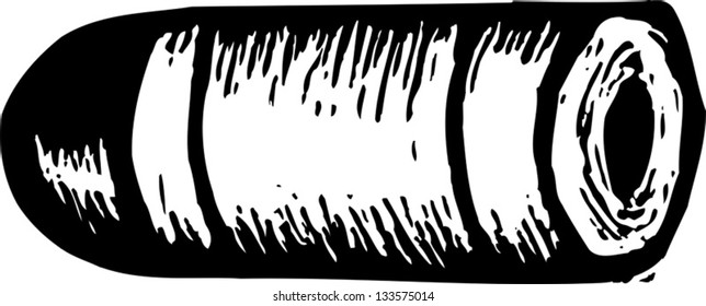 Black and white vector illustration of a bullet