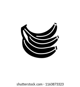 Black & white vector illustration of bunch of bananas. Flat icon of fresh tropic fruits. Vegan & vegetarian food. Health eating ingredient. Isolated object on white background. 