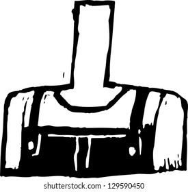 Black and white vector illustration of the bust of a farmer