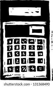 Black and white vector illustration of a calculator