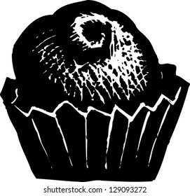 Black and white vector illustration of a candy