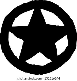 Black and white vector illustration of capital star symbol