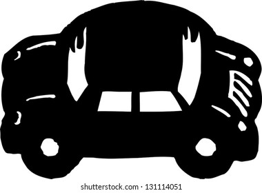 Black and white vector illustration of a car