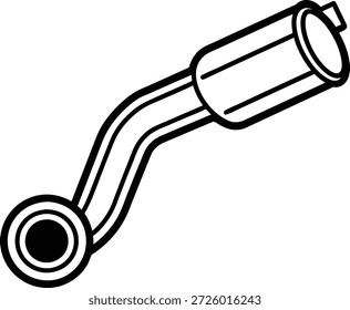 Black and white vector illustration of a car exhaust system. Ideal for automotive websites, repair manuals, mechanic advertising, or educational materials. Clean design suitable for logos and infographics.