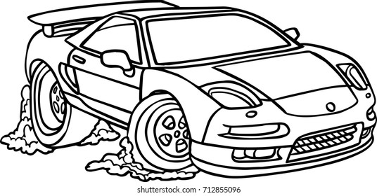 black and white vector illustration of a car on a white background